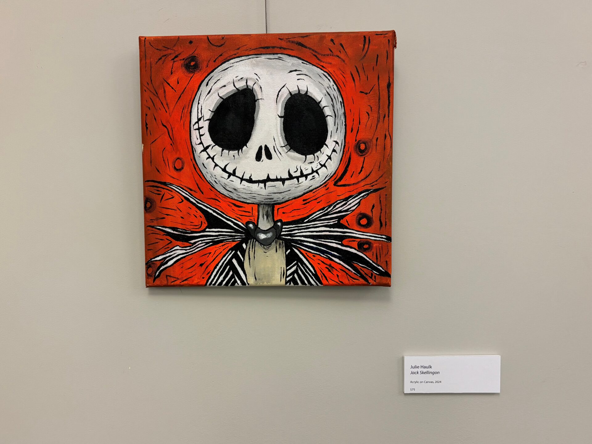 Julie Haulk’s, Jack Skellington Acrylic on canvas.