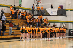 JWCC Cheer, Dance and Pep Band Pause During the National Anthem at Pep Day.